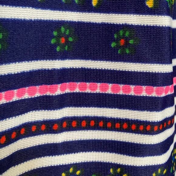 Vintage 60s Nelly Don Floral Stripe Shirt Dress USA Made ILGWU Tag Size Medium - Picture 11 of 16